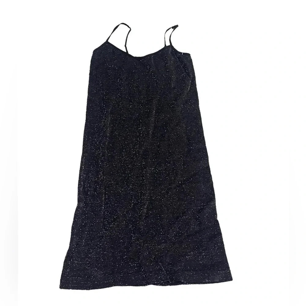 🖤✨ Free People Intimately Glitter Black Slip Dress Women’s M/L Bodycon Midi ✨🖤